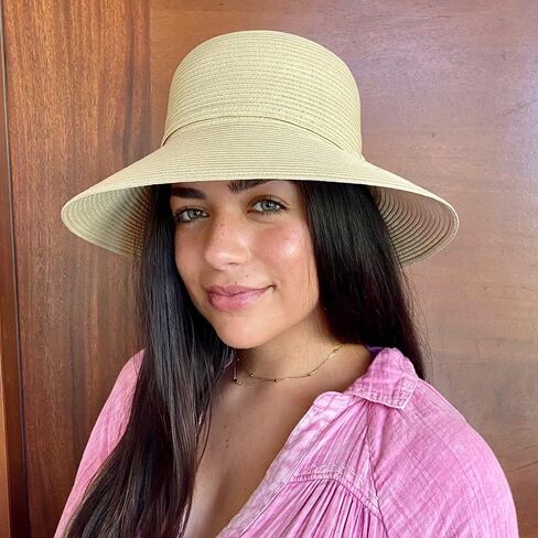 قبعة كاميليا كلوش للسيدات مع زخرفة من القش المتطابقة، طبيعية، مقاس واحد in Kuwait