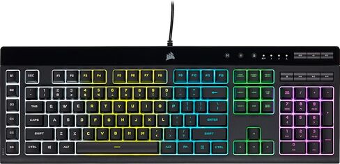 لوحة مفاتيح الألعاب السلكية الغشائية من كورسير K55 PRO LITE RGB (إضاءة خلفية RGB ديناميكية بخمس مناطق، ستة مفاتيح ماكرو مع تكامل سطح السفينة، ومفاتيح الوسائط المخصصة) أسود (متجدد) in Kuwait