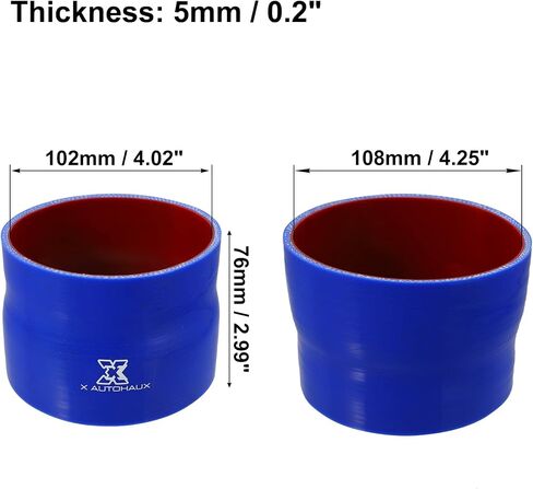 X AUTOHAUX 102-108mm 4.02 "-4.25" ID مستقيم سيليكون المخفض خرطوم سيليكون خرطوم مقرنة المبرد أنبوب أزرق أحمر للسيارة المبرد مدخل الأنابيب in Saudi Arabia