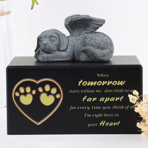 جرة الحيوانات الأليفة جرة الحيوانات الأليفة للكلاب رماد جرة حرق الحيوانات الأليفة الخشبية السوداء مع ملاك الكلب تأتي مع حقيبة جرة القماش in Kuwait