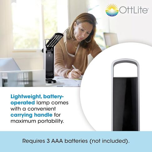مصباح مهام LED محمول من OttLite، أبيض - مصباح مكتب LED خفيف الوزن مع مقبض حمل، مصابيح LED لضوء النهار الطبيعي طويلة الأمد وموفرة للطاقة للمكتب المنزلي والمكتب - تشغيل/إيقاف تلقائي in Kuwait