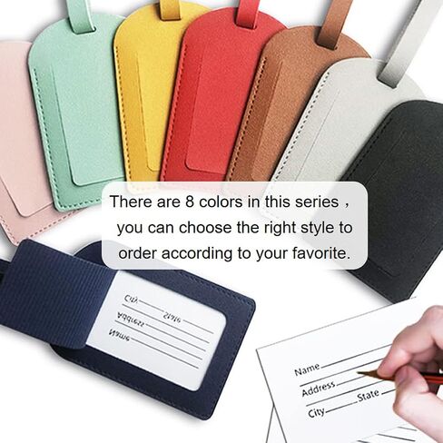 8 Packs Luggage Tag Faux Leather Luggage Tag Label with Name ID Card for Suitcase Handbag School Bag (Yellow) in Saudi Arabia