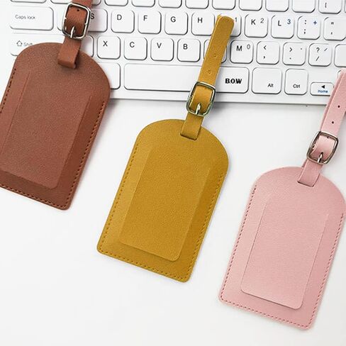 8 Packs Luggage Tag Faux Leather Luggage Tag Label with Name ID Card for Suitcase Handbag School Bag (Yellow) in Saudi Arabia