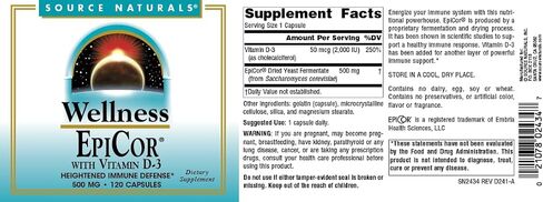 Source Naturals Wellness EpiCor with Vitamin D-3 for Heightened Immune Defense* - 120 Capsules in Saudi Arabia