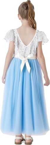 PATPAT Girl's Flower Dress Lace Tulle A-Line Party Birthday Wedding Maxi Long Backless Dresses 4-12 Years in Saudi Arabia