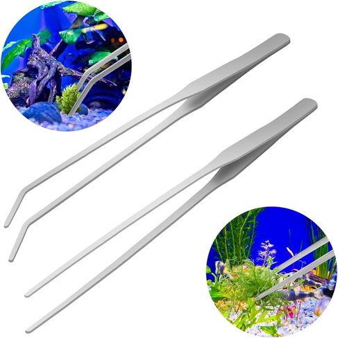 4 قطع من أدوات الملقط الطويلة Aquascape، ملاقط حوض السمك من الفولاذ المقاوم للصدأ بطول 10.6 بوصة، ملقط تغذية الزواحف، ملقط معدني مستقيم ومنحنى لنباتات الأسماك والسحالي والسحالي وملاقط البستنة in Kuwait