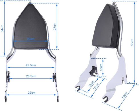 مسند ظهر للراكب الخلفي للدراجة النارية، مسند ظهر للراكب الخلفي قابل للفصل مناسب لدراجة Harley Touring Street Glide Road Glide Road King 2009-2022 (أسود) in Kuwait