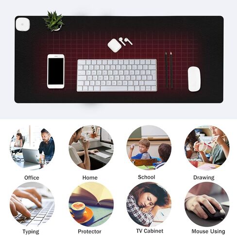 Office Decor-Mouse Pad,Desk Accessories,Electric Heating Pad with 3 Heating Levels & 4 Hours Auto Shut-Off, Warm Desk Pad,Extended Edition Gaming Mouse Pad (Black) in Kuwait