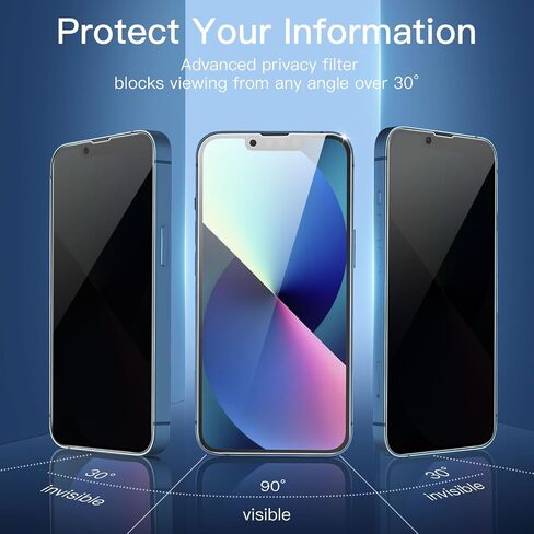 NEW'C [3 Pack Privacy Screen Protector for iPhone 14,13,13 Pro (6.1 Inch), Anti Spy Tempered Glass Film,Case Friendly Ultra Resistant in Saudi Arabia