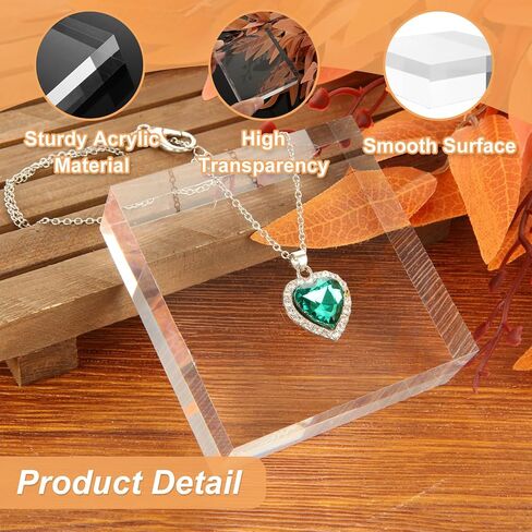 6 Pcs Acrylic Display Block, 3" x 3" x 1" Clear Polished Acrylic Cube, Acrylic Square Base for Displaying Jewelry, Necklace in Saudi Arabia