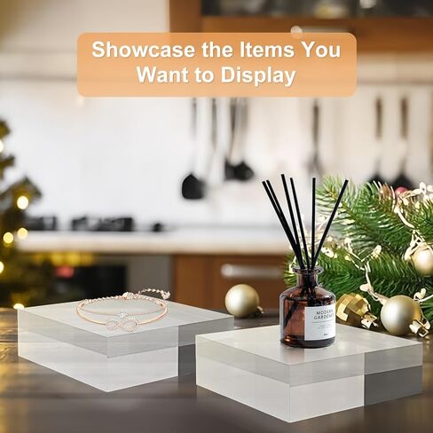 6 Pcs Acrylic Display Block, 3" x 3" x 1" Clear Polished Acrylic Cube, Acrylic Square Base for Displaying Jewelry, Necklace in Saudi Arabia