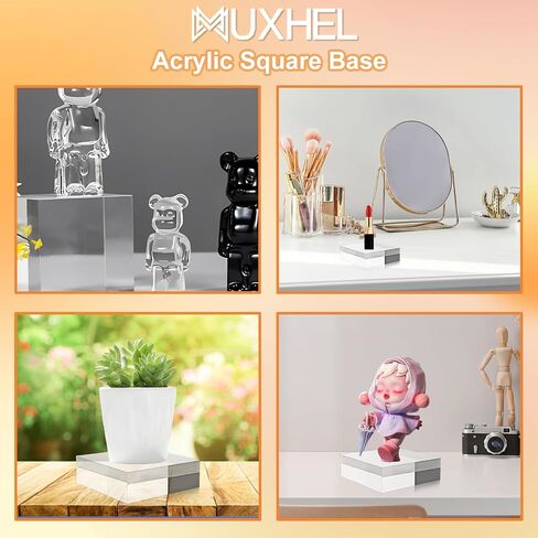 6 Pcs Acrylic Display Block, 3" x 3" x 1" Clear Polished Acrylic Cube, Acrylic Square Base for Displaying Jewelry, Necklace in Saudi Arabia