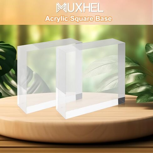 6 Pcs Acrylic Display Block, 3" x 3" x 1" Clear Polished Acrylic Cube, Acrylic Square Base for Displaying Jewelry, Necklace in Saudi Arabia