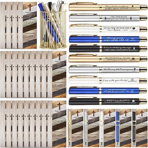 20 Sets Christian Pen Father's Day Gift Bible Verse Ballpoint Pen Inspirational with Religious Motivational Scripture Bookmark Cards Bulk Fathers Day Church Gifts for Men Women(Black) in Saudi Arabia
