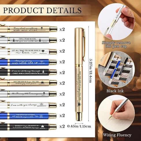 20 Sets Christian Pen Father's Day Gift Bible Verse Ballpoint Pen Inspirational with Religious Motivational Scripture Bookmark Cards Bulk Fathers Day Church Gifts for Men Women(Black) in Saudi Arabia