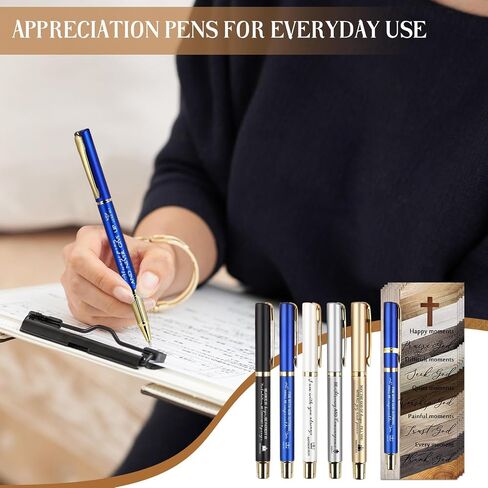 20 Sets Christian Pen Father's Day Gift Bible Verse Ballpoint Pen Inspirational with Religious Motivational Scripture Bookmark Cards Bulk Fathers Day Church Gifts for Men Women(Black) in Saudi Arabia