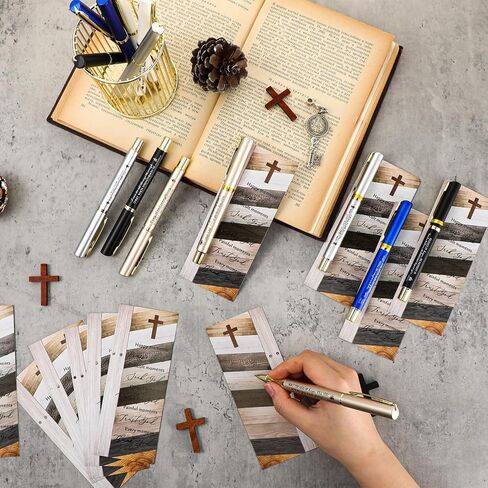 20 Sets Christian Pen Father's Day Gift Bible Verse Ballpoint Pen Inspirational with Religious Motivational Scripture Bookmark Cards Bulk Fathers Day Church Gifts for Men Women(Black) in Saudi Arabia
