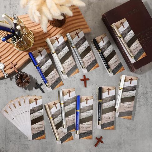 20 Sets Christian Pen Father's Day Gift Bible Verse Ballpoint Pen Inspirational with Religious Motivational Scripture Bookmark Cards Bulk Fathers Day Church Gifts for Men Women(Black) in Saudi Arabia