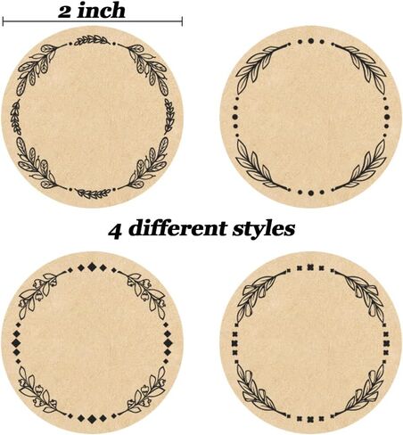 2" Canning Labels for Jars & Lids, 4 Different Wreath Designs, 500 Pcs Round Kraft Christmas Mason Jar Stickers, Food Labels Pantry Labels, Mason Jar Labels Spice Labels Bottle Labels in Saudi Arabia