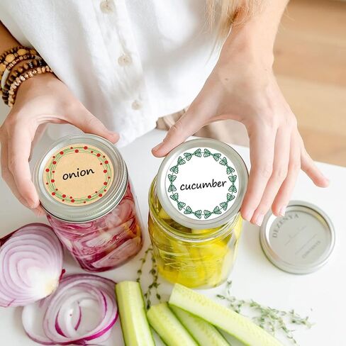 2" Canning Labels for Jars & Lids, 4 Different Wreath Designs, 500 Pcs Round Kraft Christmas Mason Jar Stickers, Food Labels Pantry Labels, Mason Jar Labels Spice Labels Bottle Labels in Saudi Arabia