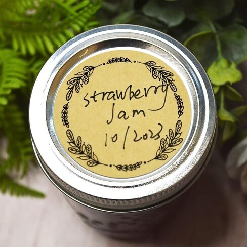 2" Canning Labels for Jars & Lids, 4 Different Wreath Designs, 500 Pcs Round Kraft Christmas Mason Jar Stickers, Food Labels Pantry Labels, Mason Jar Labels Spice Labels Bottle Labels in Saudi Arabia