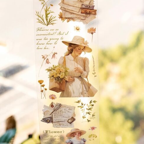 6 لفات من شريط اشي الأزهار النباتية، شخصيات عتيقة للفتيات، شريط زخرفي للحرف اليدوية، أشرطة اشي القهوة الخريفية، ملصقات شريط واشي عريضة على شكل زهرة طبيعية، شريط لاصق مزخرف لليوميات in Kuwait