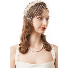 BABEYOND 1920s Flapper Fascinator Mesh Veil Headband Bridal Wedding Tea Party Fascinator Veil for Women