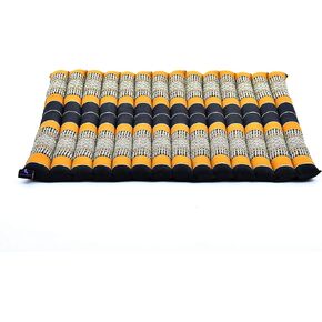 Leewadee Zabuton Seating Cushion – Square Floor Seat for Meditation Exercises, Light Yoga Mat Filled with Kapok, 28 x 28 inches, Black Orange