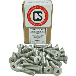 Stainless 1/4-20 x 2 (1/2" to 3" Available) Socket Flat Head Screws, Full Thread, Hex Drive, Stainless Steel 18-8, Coarse Thread (1/4-20 x 2)
