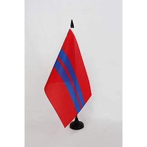 AZ FLAG Turkmen Soviet Socialist Republic Table Flag 5'' x 8'' - Turkmenistan SSR Desk Flag 21 x 14 cm - Black Plastic Stick and Base
