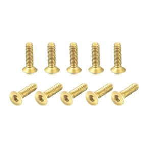 uxcell Flat Head Socket Cap Screws, M2-0.4x4mm Brass Inner Hex Drive Fasteners Bolts 48Pcs