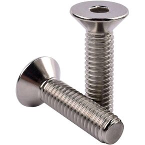 M5 x 10mm غطاء مقبس الرأس المسطح مسامير غاطسة DIN7991 البراغي، 304 الفولاذ المقاوم للصدأ 18-8، محرك ألين سداسي، خيط كامل، الكمية 25