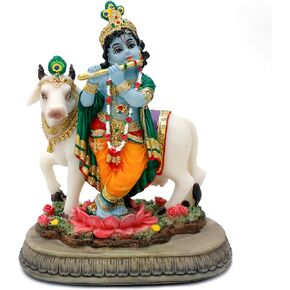 alikiki Hindu God Lord Krishna Statue - 5.7" H India Idol Krishna Sculpture Gifts for Indian Friends Family Man Woman Pooja Murti Item Altar Meditation Yoga Spiritual Decor