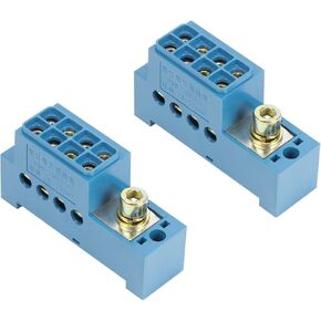 Busbar Terminal Blocks | 1 Input, 4 Outputs | 12V-600V, 100A | 2-Pack | Flame Retardant Plastic | Thickened Copper Busbar | Ideal Power Distribution Block for Efficient and Safe Electrical Systems