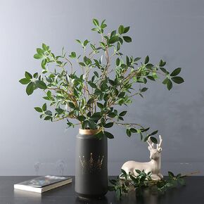 3 Pcs Artificial Ficus Branches Leaf Spray, Faux Greenery Long Stems 44.5 Inch Tall Ficus Twig Fake Plastic Plant for Floral Arrangements Home Office Decor Vase Filler