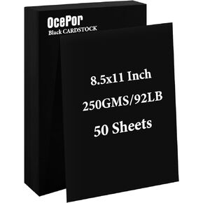 100 Sheets Black Cardstock 9" x 12", 92lb/250gsm Black Card Stock, Thick Card Stock Paper, Heavy Cardstock Paper for Printer, Resume, Scrapbooks, Art, Crafts, Business Cards