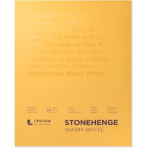 Stonehenge 100% Cotton Medium Weight Pad, Warm White, 11 x 14 inches, 250gsm, 15 Sheets for Dry Media