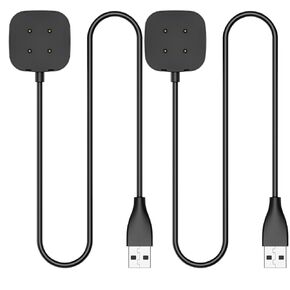 Compatible with Fitbit Sense/Versa 3 and Fitbit Sense 2 / Versa 4 Charger Replacement USB Charging Cable Durable Portable Charging Dock Cord for Smart Watch (2 Pack), 1.6Ft