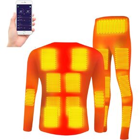 Electric Heated Underwear Set Fleece Lined Thermal Body Suit Men Winter APP Control Temperature Motorcycle Top Pants 20 Areas