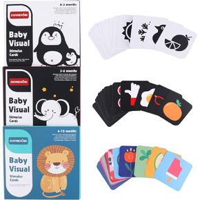 High Contrast Baby Flashcards, 96 Pcs 192 Pages Black White Colorful Visual Sensory Stimulation Learning Activity Card for Newborn Ages 0-3-6-12 Months, Brain Developmental Infant Toys Montessori Gift