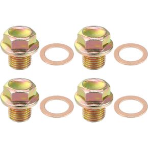 X AUTOHAUX 4 Pcs M14x1.5 Steel Engine Oil Drain Plug Screw with Seal Ring for Honda Civic CR-V Odyssey for Mazda for Acura for Mitsubishi Outlander Bronze Tone