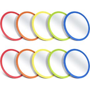 10 Pcs Small Mirrors for Crafts Preschool Shatter Proof Plastic Mirror for Kids 6 x 6 Inches Round Mirror Double Sided for Classroom Preschool Facial Expression Practice (Multicolor)