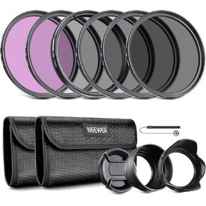 NEEWER 43mm ND Lens Filter Kit: UV, CPL, FLD, ND2, ND4, ND8, Lens Hood and Lens Cap Compatible with Canon Nikon Sony Panasonic DSLR Cameras with 43mm Lens