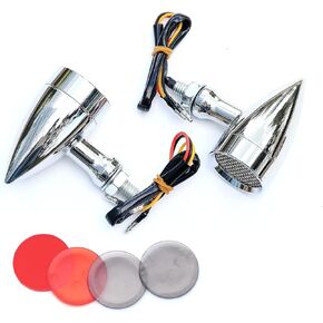 Turn Signal Lights for Motorcycle 12V - Amber 15 Bullet Front & Rear LED Light Compatible with Harley Kawasaki Suzuki Yamaha Motorcycle Street Standard Custom Bike Cruiser Bobber Chopper
