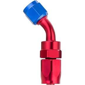 AICEL 6AN Hose End Fitting, Aluminum Straight Swivel for Braided CPE Fuel Hose 0° 45° 90° 180°, Red & Blue Hose End Fitting Adapter Kit for Fuel Oil Line, Auto Accessories for All Cars (6AN-45°)