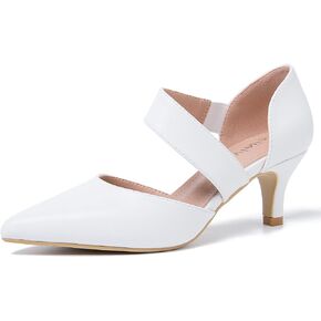 Women's Closed Pointed Toe Heels Strap D'Orsay Kitten Heel Slip On Dressy Pumps