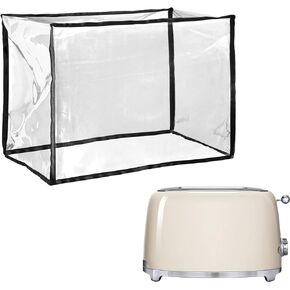 kwmobile Cover Compatible with Smeg TSF01CREU Cover - TPU Case for Bread Toaster Machine - Transparent/Black