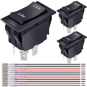 3 قطع تيار مستمر 12 فولت 20 أمبير، مفتاح عكسي قطبي مؤقت 6 دبابيس DPDT 3 أوضاع (ON)-Off-(ON) RV Jack Switch Motor Control Rocker Toggle Switch لقارب RV UTV التلقائي مع أسلاك توصيل معزز