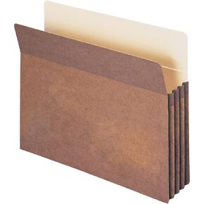 Smead 100% Recycled File Pocket, Straight-Cut Tab, 3-1/2" Expansion, Letter Size, Redrope, 25 per Box (73205)