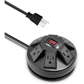 KMC 6-Outlet Surge Protector Power Strip with 2 USB (2.4A), Overload Protection, 15A 14AWG 6-Foot Cord Wire Extension Universal Socket